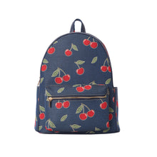 Signare London Large Back Pack Cherry Design in Blue