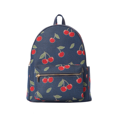 Signare London Large Back Pack Cherry Design in Blue