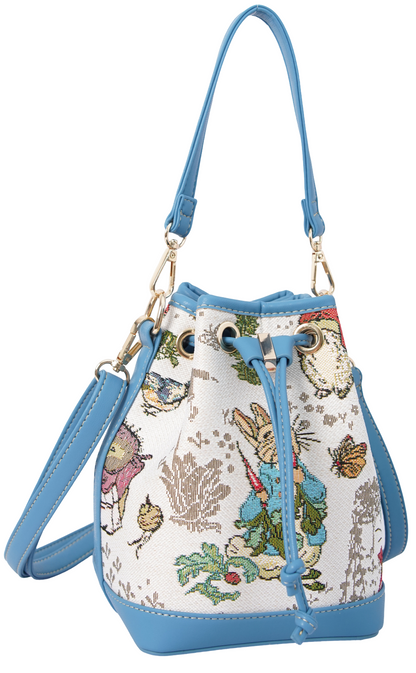 Signare Tapestry Beatrix Potter Peter Rabbit Bucket Bag with Zip Glasses Case