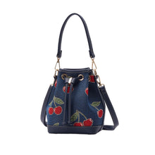 Signare London Bucket Bag Cherry Design in Blue
