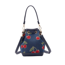 Signare London Bucket Bag Cherry Design in Blue