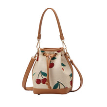 Signare London Bucket Bag Cherry Design in Cream