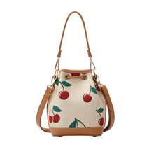 Signare London Bucket Bag Cherry Design in Cream