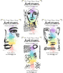Bee Crafty Art Stamps: Faces Look Bundle - 4 Stamp Sets