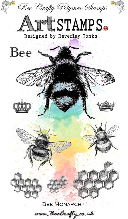 Bee Crafty A6 Art Stamps - Bee Monarchy