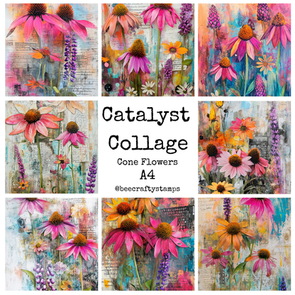 Bee Crafty Catalyst Collage A4 Papers - Cone Flowers