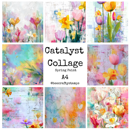 Bee Crafty Catalyst Collage A4 Papers - Spring Paint