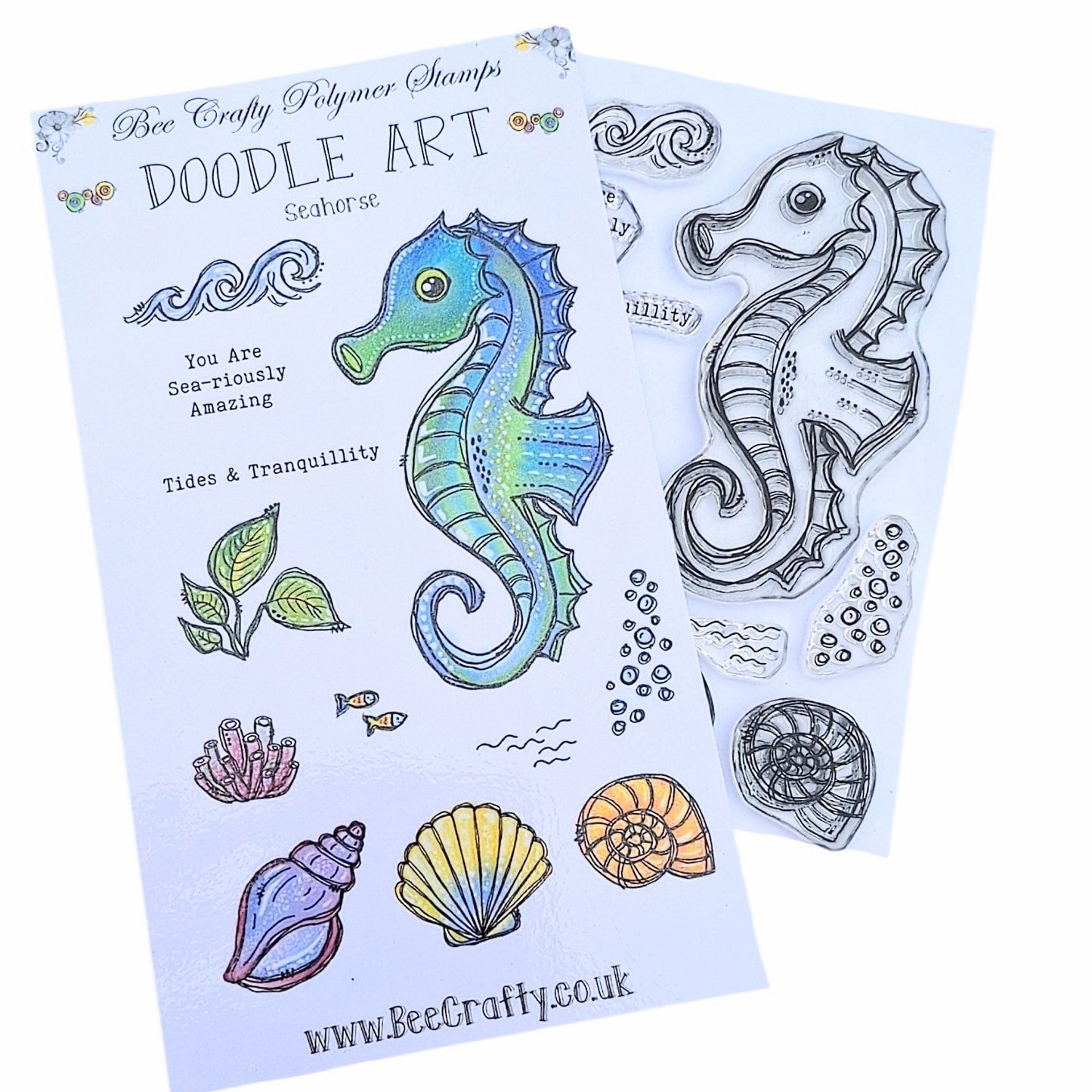 Bee Crafty A6 Doodle Art Stamps - Seahorse