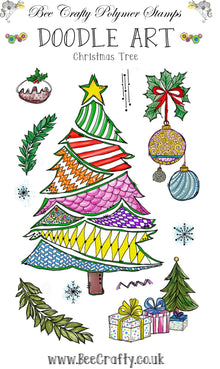Bee Crafty Doodle Art  Stamps - Christmas Tree