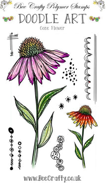 Bee Crafty A6 Doodle Art Stamps - Coneflower