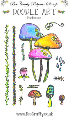 Bee Crafty Doodle Art Stamps - Mushrooms