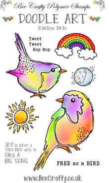 Bee Crafty Doodle Art Stamps - Rainbow Birds
