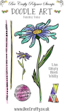 Bee Crafty A6 Doodle Art Stamps - Dancing Daisy