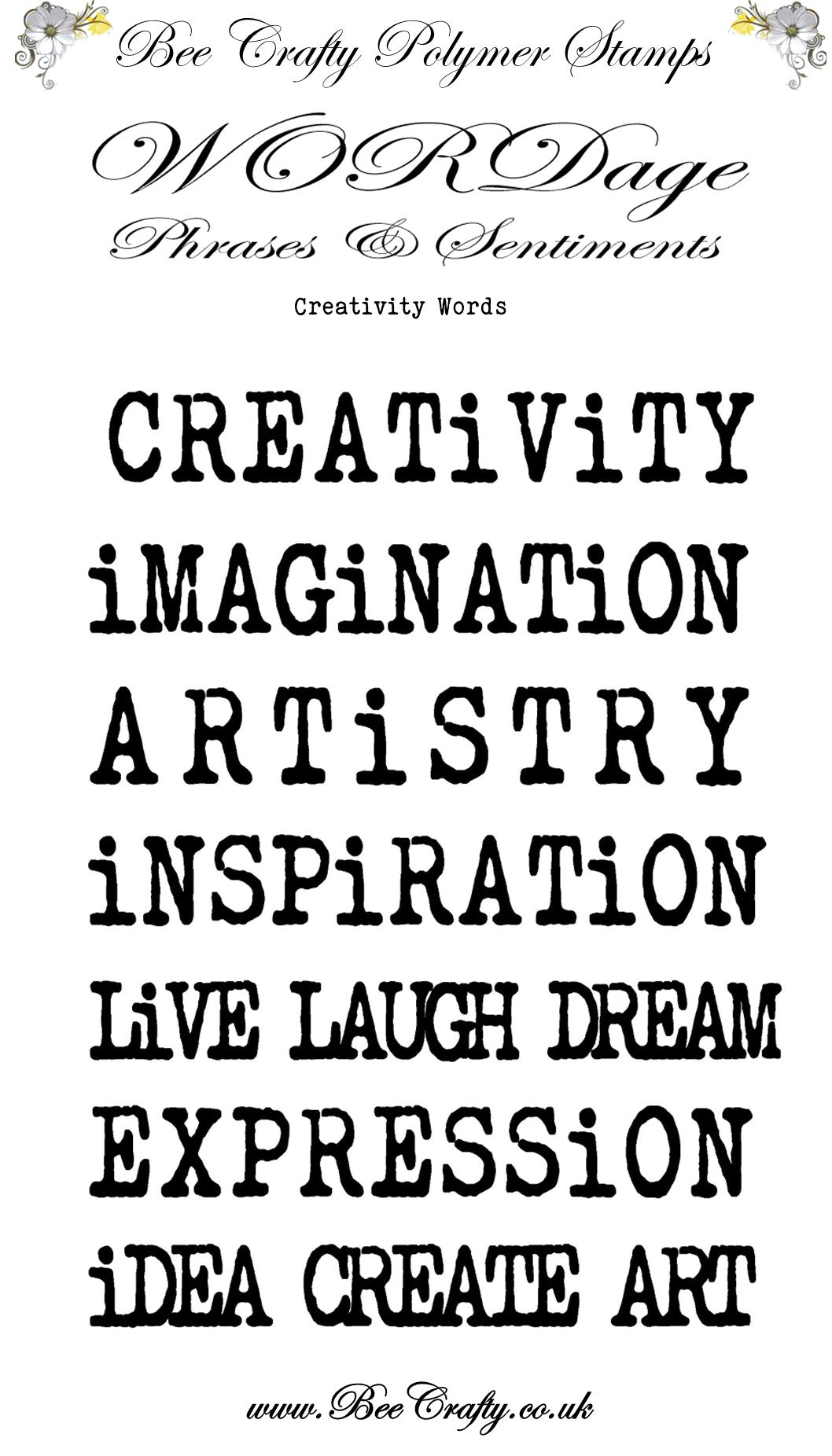 Bee Crafty WORDage Stamp Sets: Creativity Words