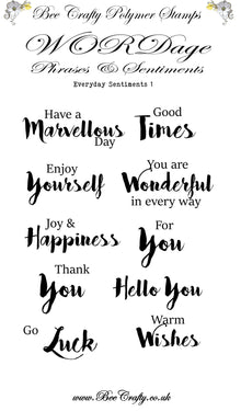 Bee Crafty WORDage Stamp Sets: Everyday Sentiments 1