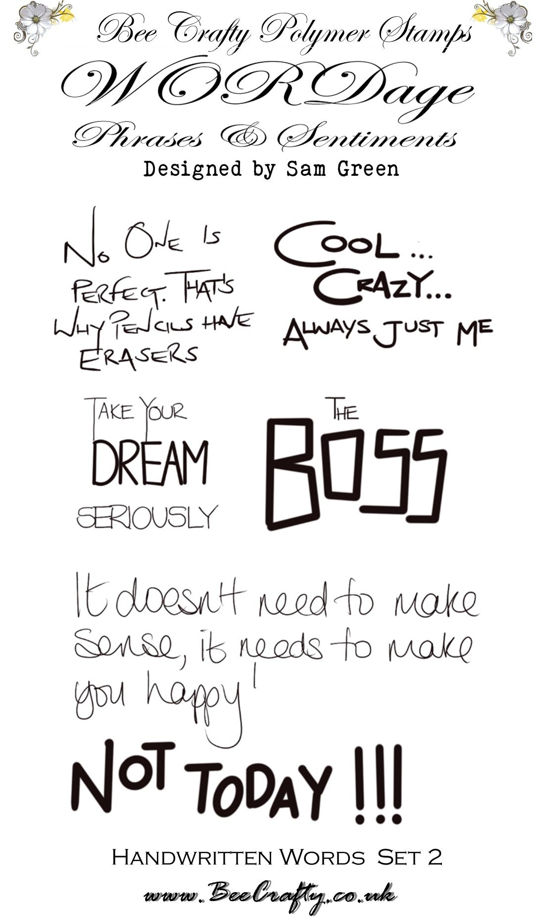 Bee Crafty WORDage Sets: Handwritten Words 2