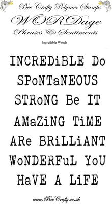Bee Crafty WORDage Stamp Sets: Incredible Words