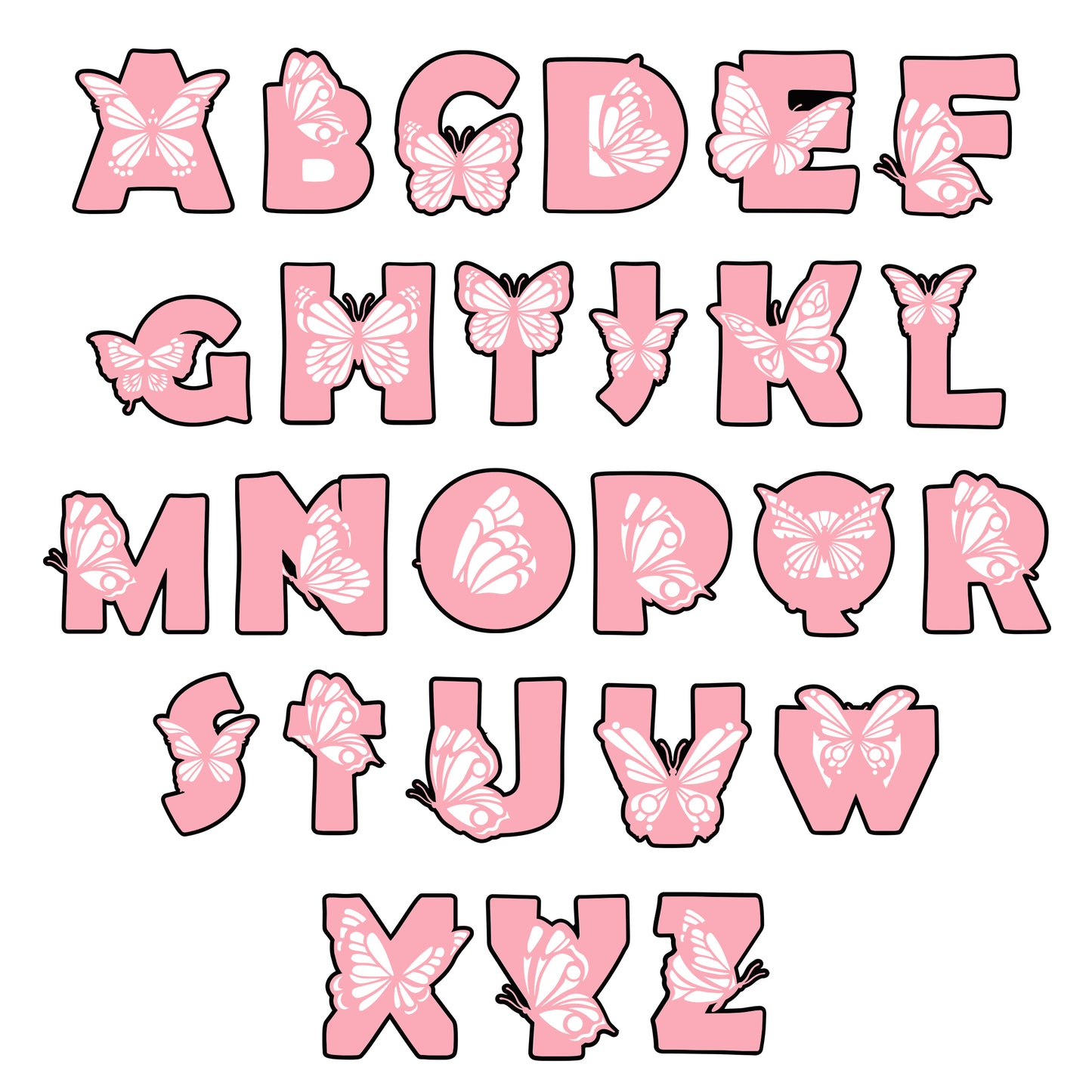 The Crafty Witches Butterfly Alphabet SVG Collection