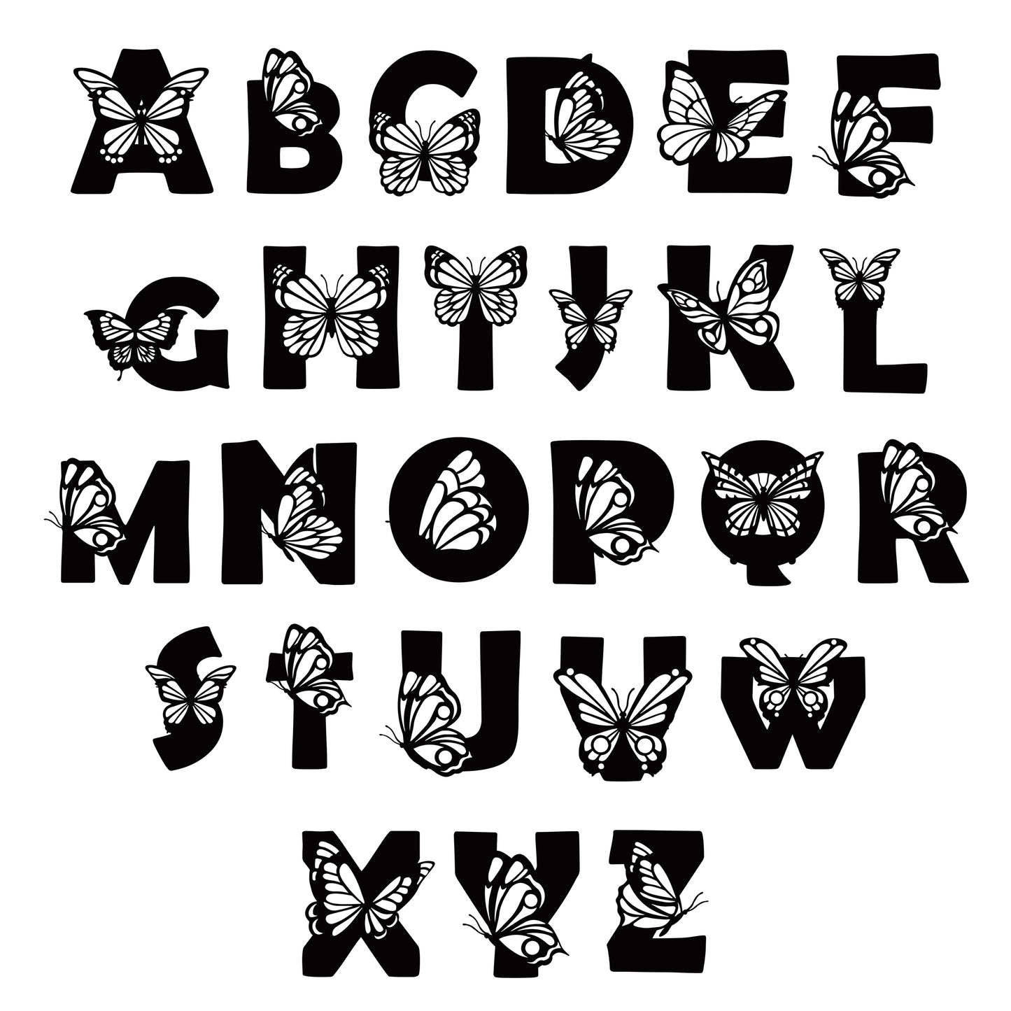 The Crafty Witches Butterfly Alphabet SVG Collection