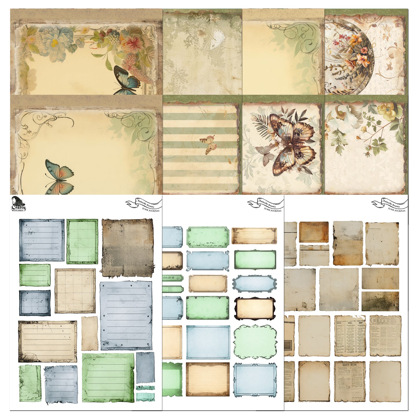The Crafty Witches Butterfly Bounty Junk Journal Digital Collection