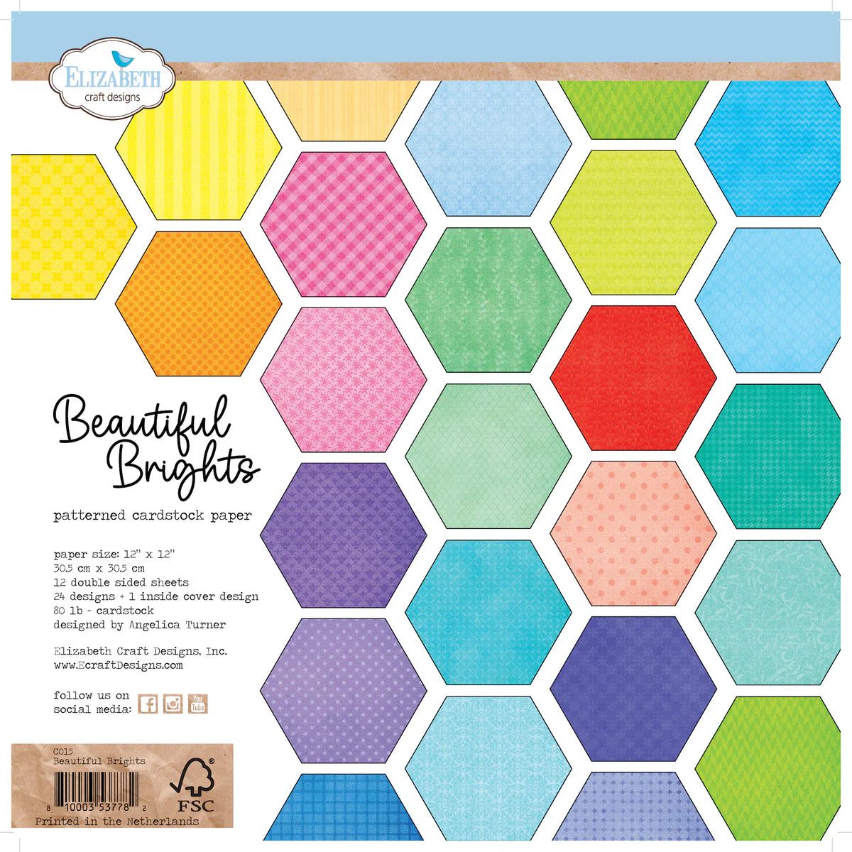 Elizabeth Craft Designs Beautiful Brights 12" x 12" Paper Pack