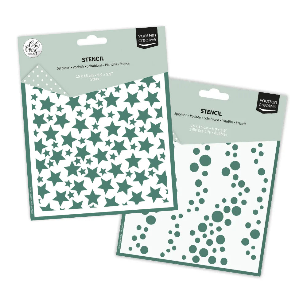 Vaessen Creative 2 6" Stencil Set - Bubbles & Stars