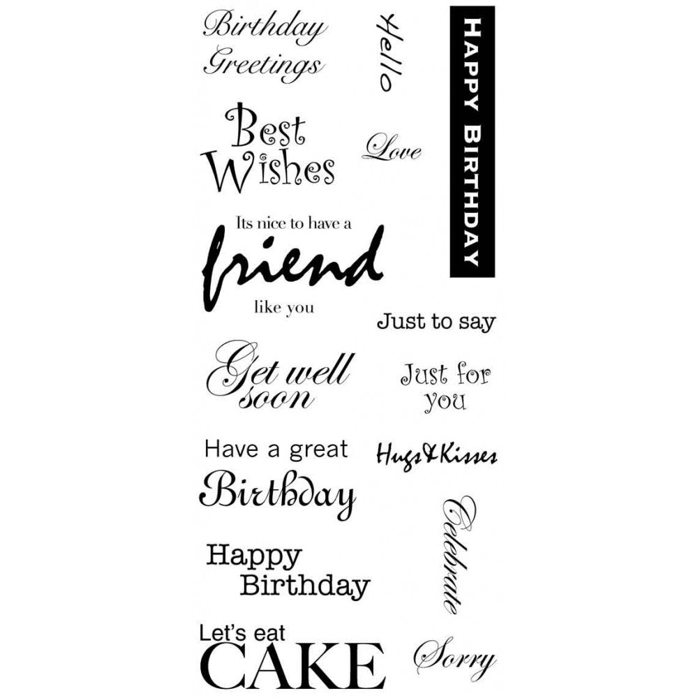 Stamp Addicts Birthday Greetings Clear Stamp Set - 15 Stamps Total