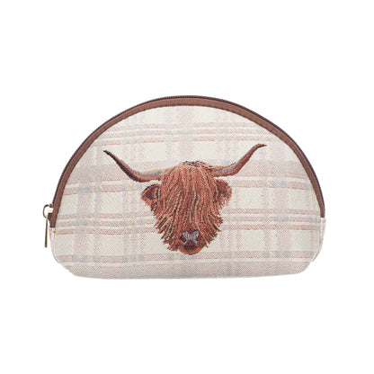 Signare Tapestry Highland Cow Beach Rope Bag with Cosmetic Bag