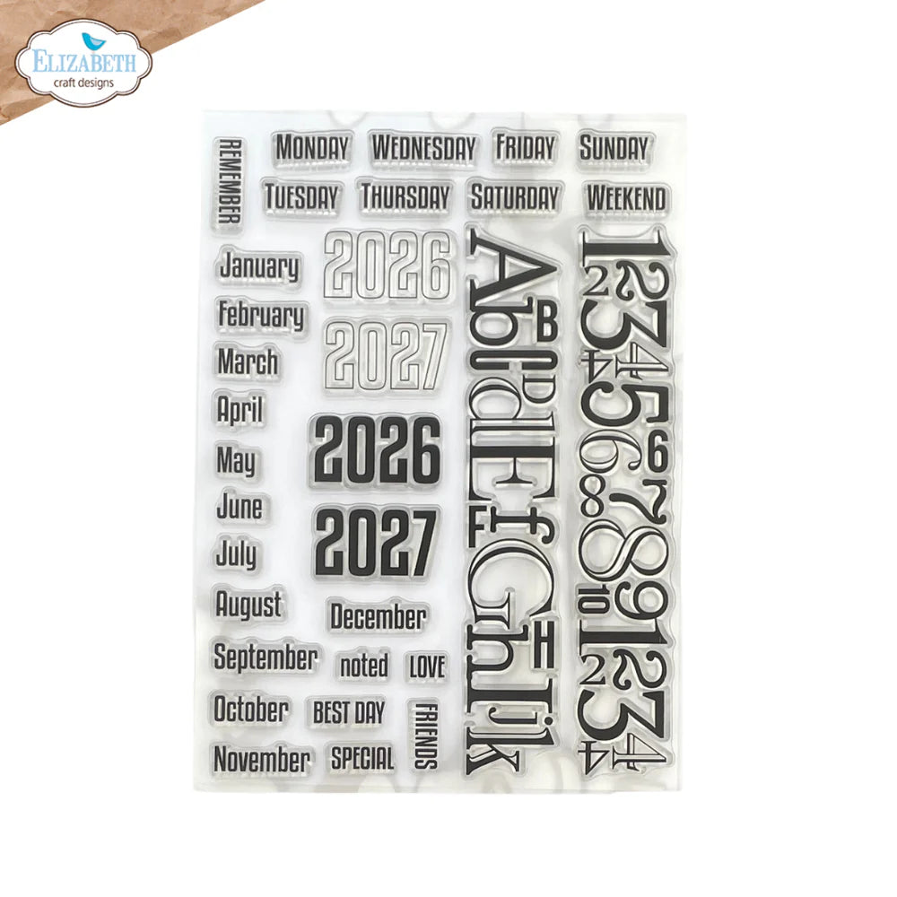 Elizabeth Craft Designs Everyday Memories Calendar Elements Clear Stamp Set - 32 Stamps