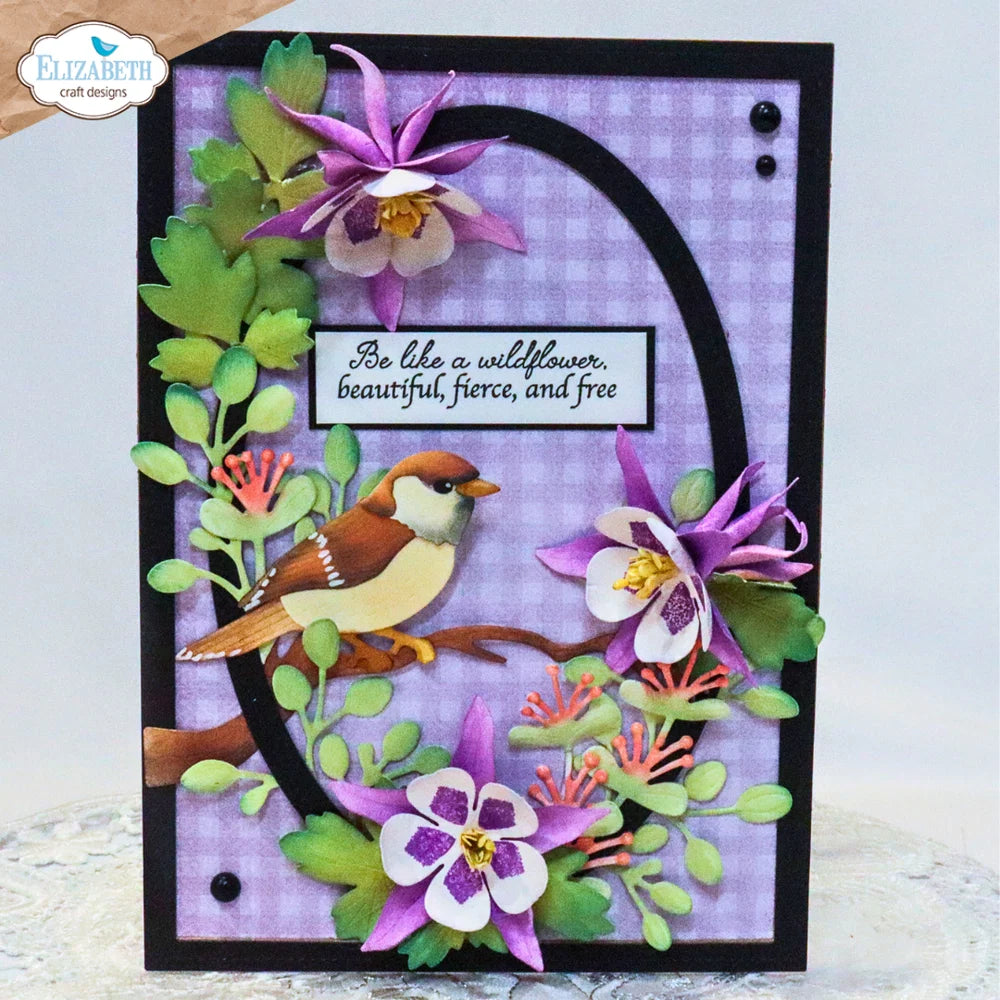 Elizabeth Craft Designs Bloom Wildly Flower Sentiment Stamp Set