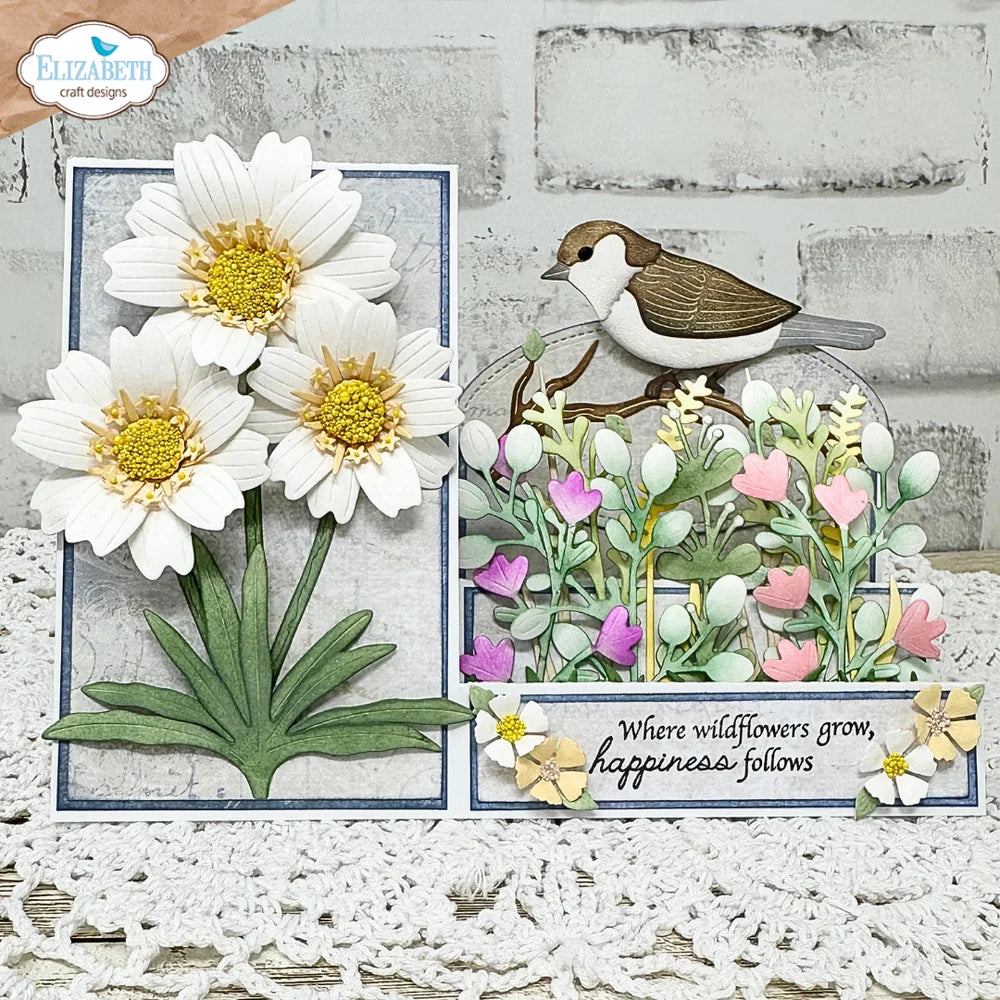 Elizabeth Craft Designs Bloom Wildly Flower Sentiment Stamp Set