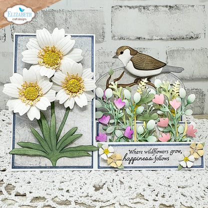 Elizabeth Craft Designs Bloom Wildly Flower Sentiment Stamp Set