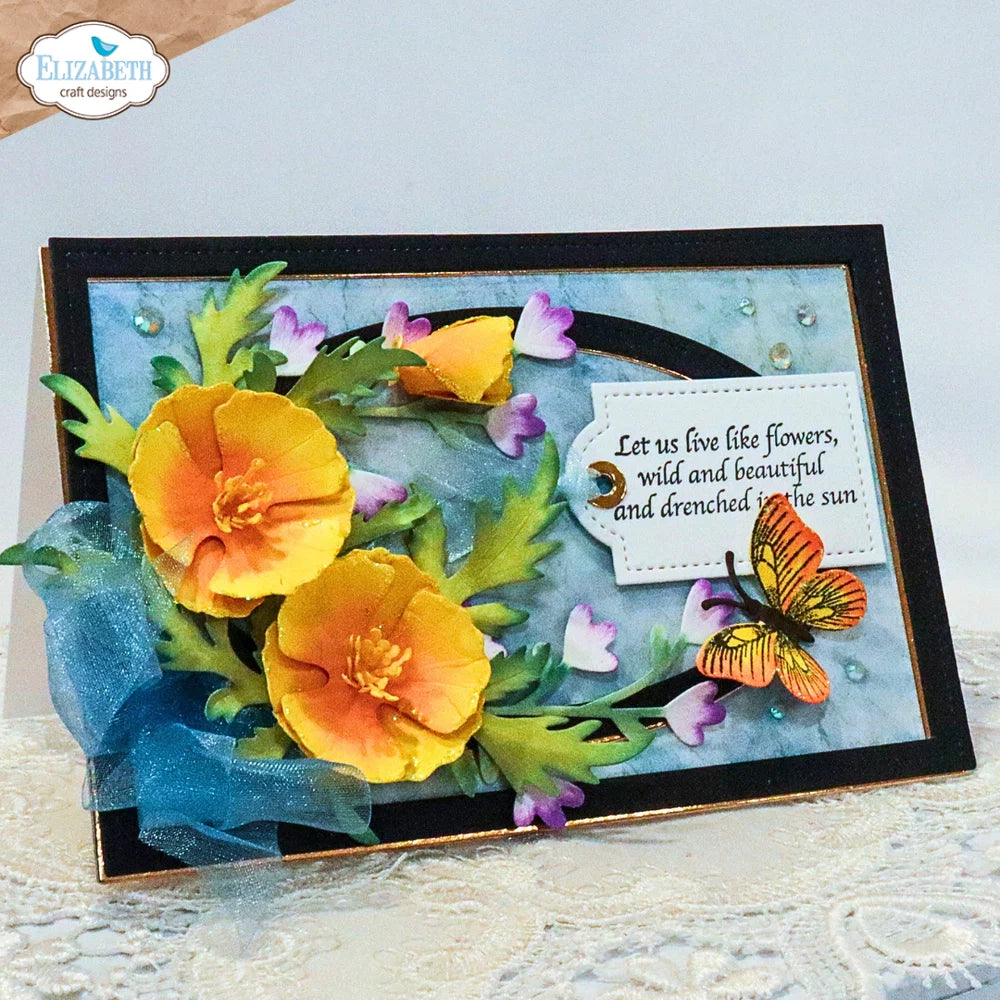 Elizabeth Craft Designs Bloom Wildly Flower Sentiment Stamp Set