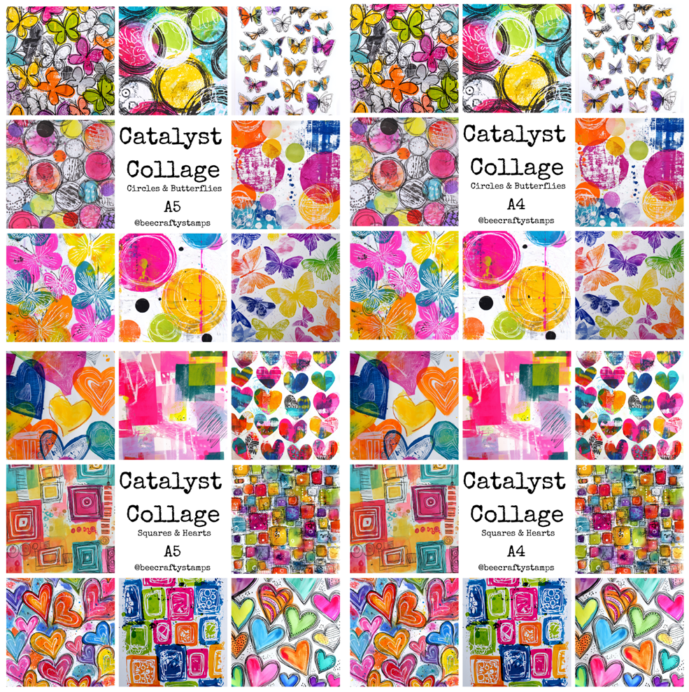 Bee Crafty Catalyst Collage Shapes Bundle - 2 x A4 & 2 x A5