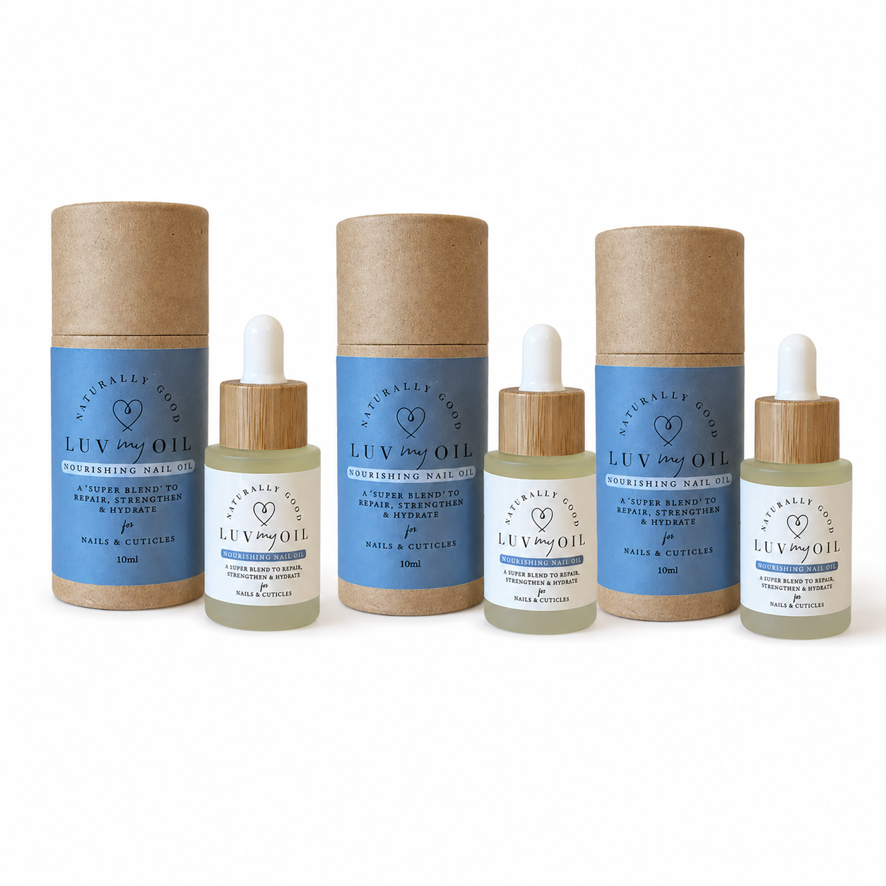 Luv My Oil 3 x 10ml Nourishing Nail Oil with Toiletry Pouch & Free Surprise Gift 5ml Nail Oil