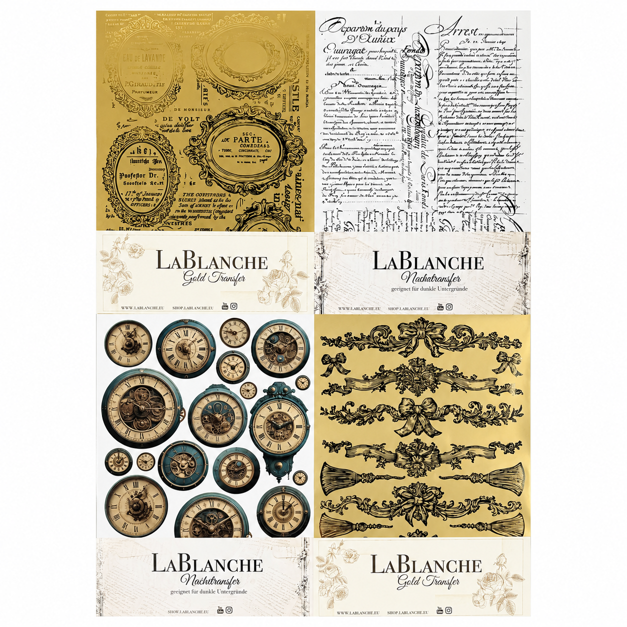 LaBlanche A4 Metallic & Printed Transfer Kit - 2 x Metallic & 2 Printed