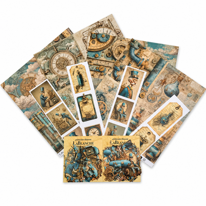LaBlanche Steampunk Papercrafting Kit - 12 Designer Papers, Tags & Die-Cuts