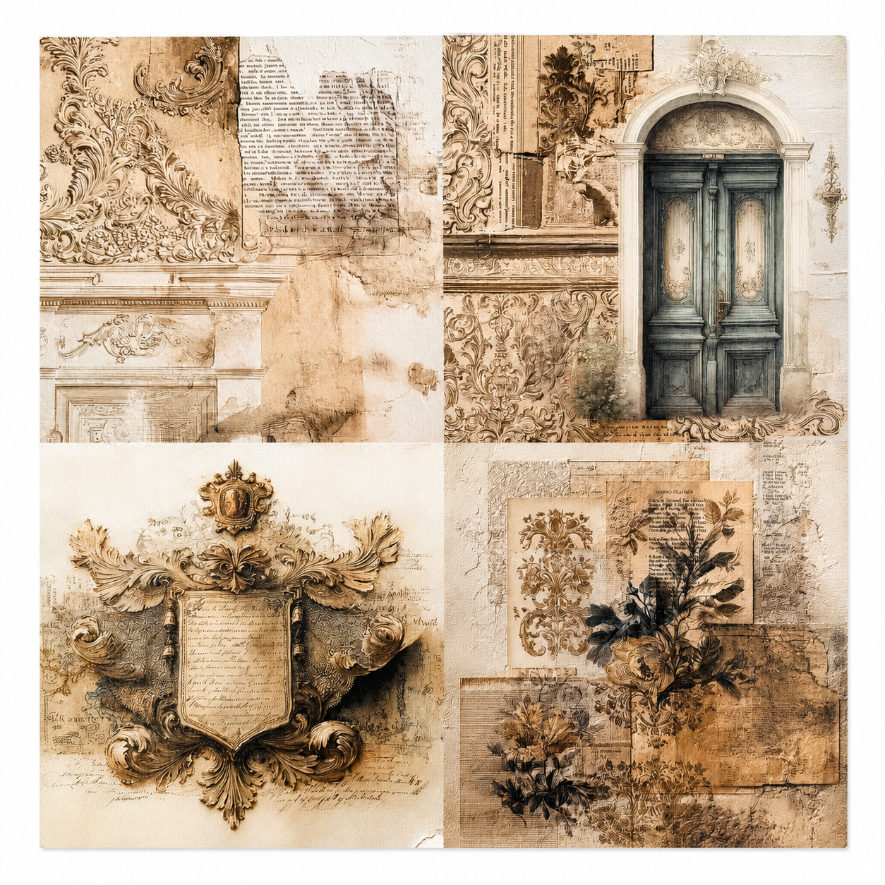 LaBlanche Edwardian Chic Papercrafting Kit - 12 Designer Papers, Tags & Die-Cuts