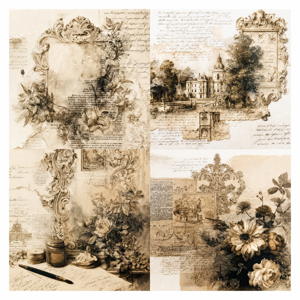 LaBlanche Edwardian Chic Papercrafting Kit - 12 Designer Papers, Tags & Die-Cuts