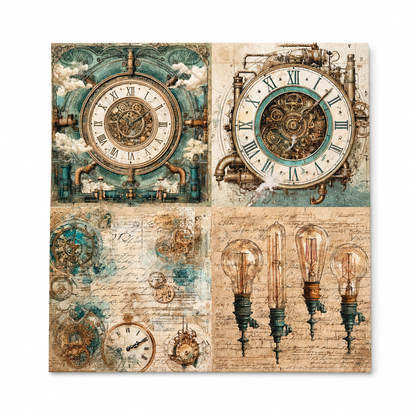 LaBlanche Steampunk Papercrafting Kit - 12 Designer Papers, Tags & Die-Cuts