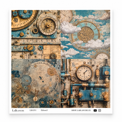 LaBlanche Steampunk Papercrafting Kit - 12 Designer Papers, Tags & Die-Cuts