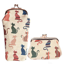 Signare Tapestry Cheeky Cat Glasses Case and Frame Purse