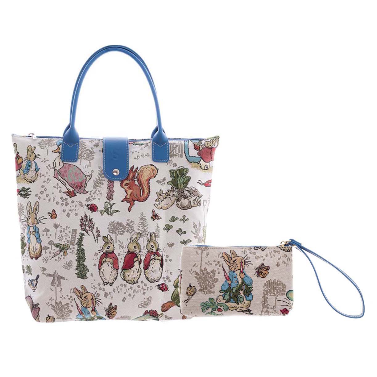 Signare Tapestry Beatrix Potter Peter Rabbit Foldaway Bag with Wristlet