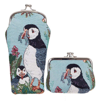 Signare Tapestry Puffin Glasses Case and Frame Purse
