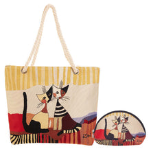 Signare Tapestry Rosina Cat Beach Rope Bag with Cosmetic Bag