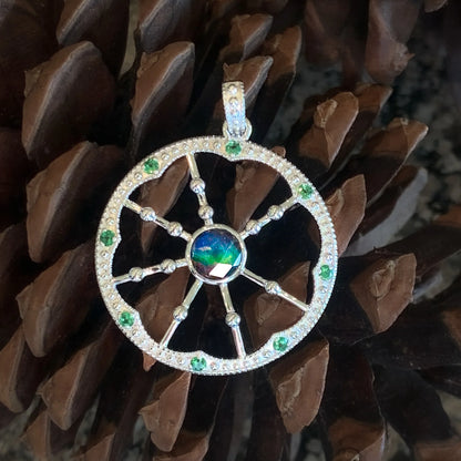 Canadian Ammolite Gems by Kenneth Bradley ‘Cira’ Pendant with Tsavorite Accent