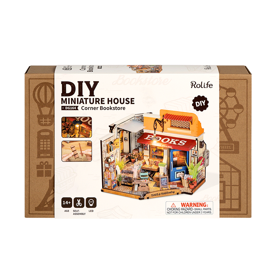 Rolife Corner Bookstore - DIY Miniature House Kit - DG164