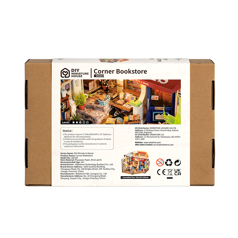 Rolife Corner Bookstore - DIY Miniature House Kit - DG164
