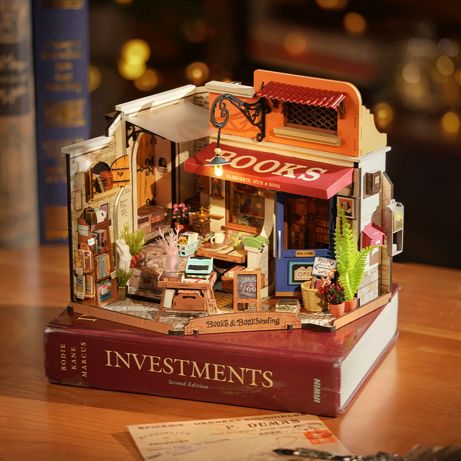 Rolife Corner Bookstore - DIY Miniature House Kit - DG164