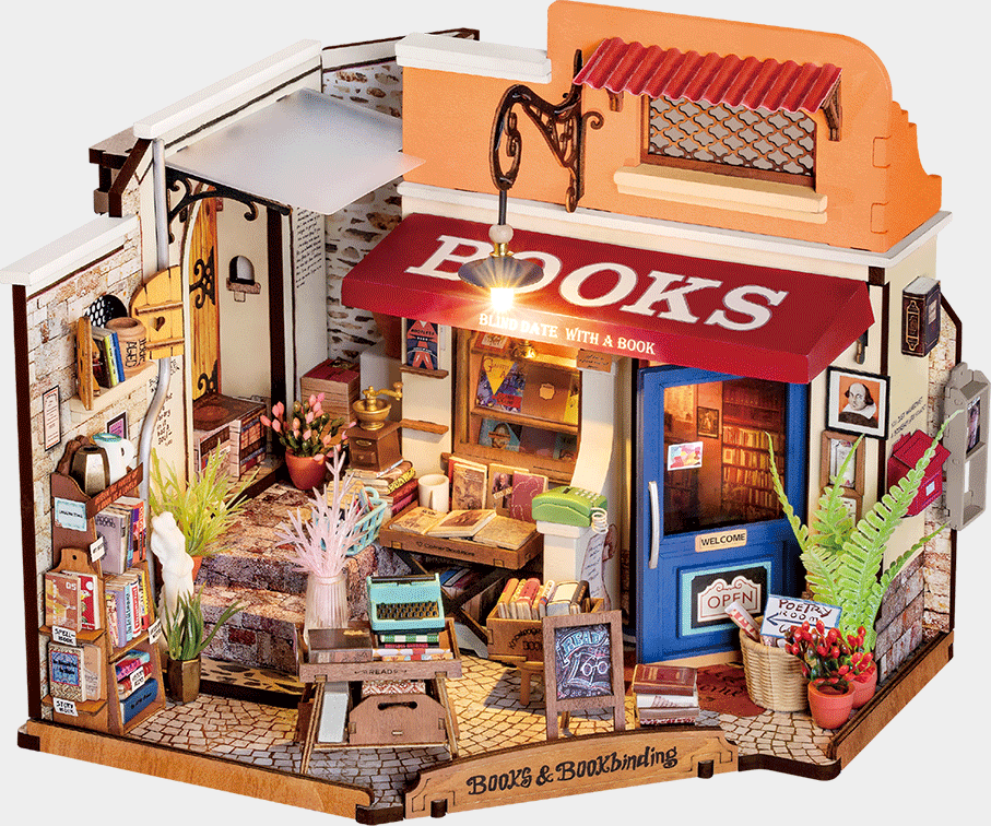 Rolife Corner Bookstore - DIY Miniature House Kit - DG164
